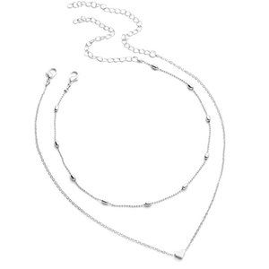 🔥4 for $25🔥 Heart Pendant Chain Necklace With Beaded Choker